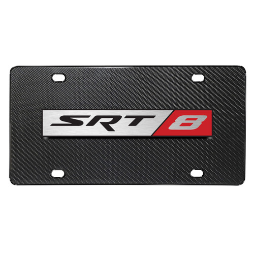 Dodge SRT-8 3D Logo on Real Black Carbon Fiber License Plate