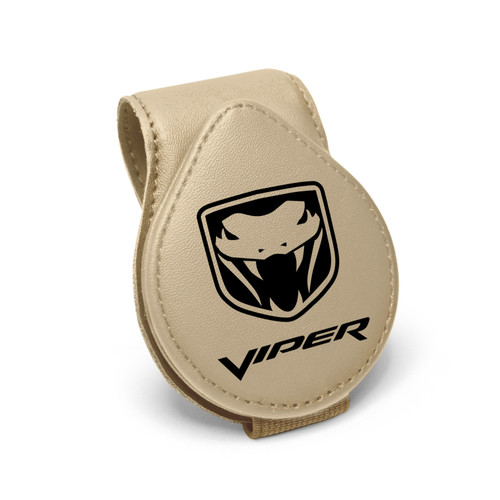 Dodge Viper Beige Leather Magnetic Sunglass Holder Car Sun Visor Mount Clip