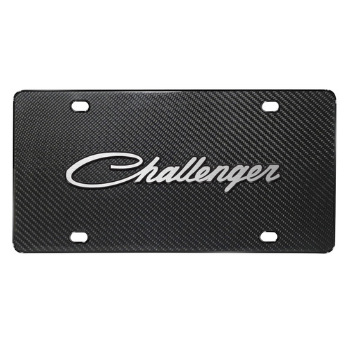 Dodge Challenger Classic 3D Logo on Real Black Carbon Fiber License Plate