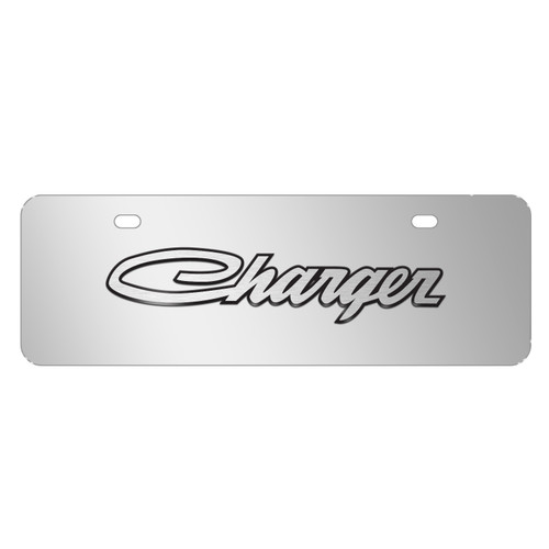 Dodge Charger Classic 3D Logo 12" x 4.25" European Look Chrome Half-Size Stainless Steel License Plate