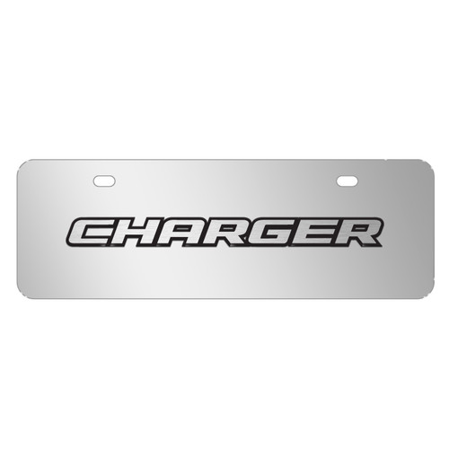 Dodge Charger 3D Logo 12" x 4.25" European Look Chrome Half-Size Stainless Steel License Plate