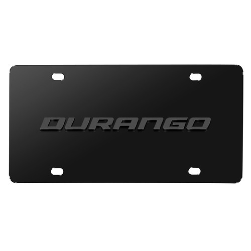 Dodge Durango 3D Dark Gray Logo on Black Stainless Steel License Plate
