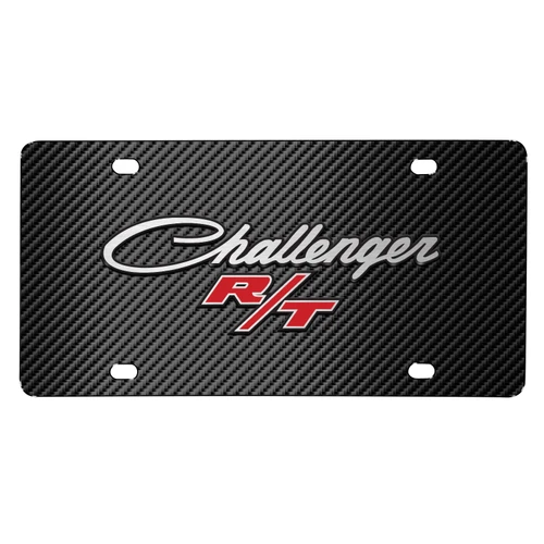 Dodge Challenger R/T Classic 3D Black Carbon Fiber Patten Steel License Plate