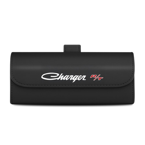 Dodge Charger R/T Classic Black Leather Sunglass Case Car Sun Visor Mount Clip