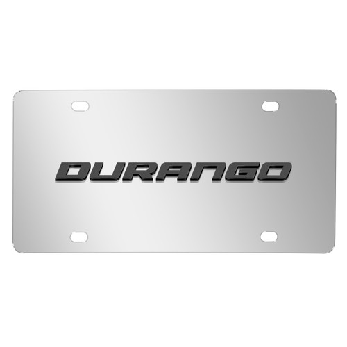 Dodge Durango 3D Dark Gray Logo on Mirror Chrome Stainless Steel License Plate