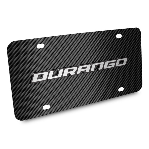 Dodge Durango 3D Logo on Black Carbon Fiber Patten Stainless Steel License Plate