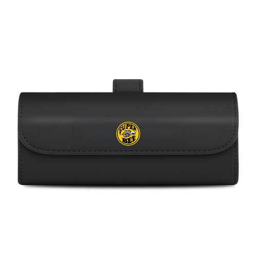 Dodge Supper-Bee in Yellow Black Leather Sunglass Case Car Sun Visor Mount Clip