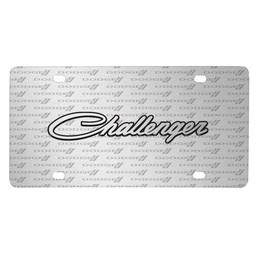 Dodge Challenger Classic 3D Logo on Logo Pattern Brushed Aluminum License Plate