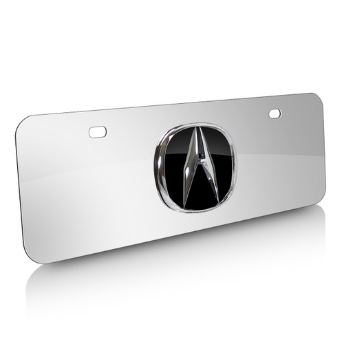 Acura 3D Logo Half-size Chrome Steel License Plate Acura 3D Logo Half-size Chrome Steel License Plate