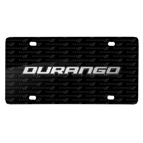 Dodge Durango 3D Logo on Logo Pattern Black Aluminum License Plate