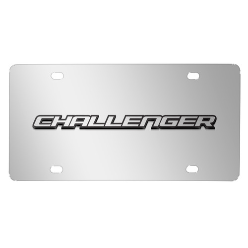 Dodge Challenger 3D Nameplate Mirror Chrome Stainless Steel License Plate
