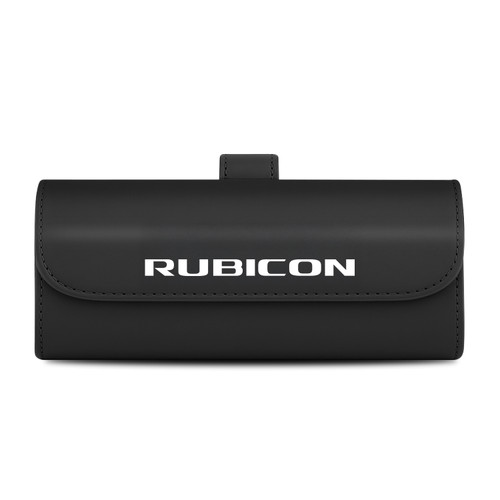Jeep Rubicon Wrangler Black Leather Sunglass Case Car Sun Visor Mount Clip