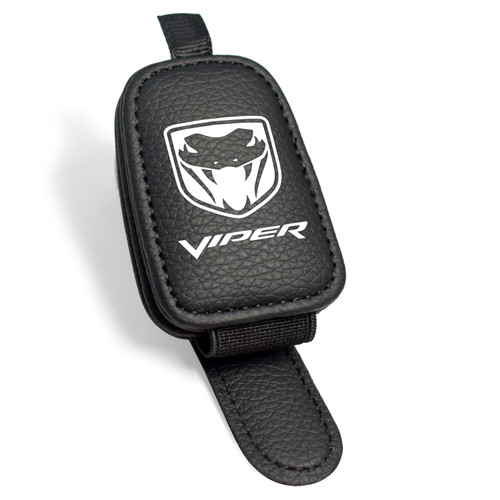 Dodge Viper Rectangle Black Leather Magnetic Sunglass Holder Car Sun Visor Mount Clip