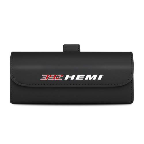 HEMI 392 Black Leather Sunglass Case Car Sun Visor Mount Clip