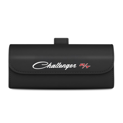 Dodge Challenger R/T Classic Black Leather Sunglass Case Car Sun Visor Mount Clip
