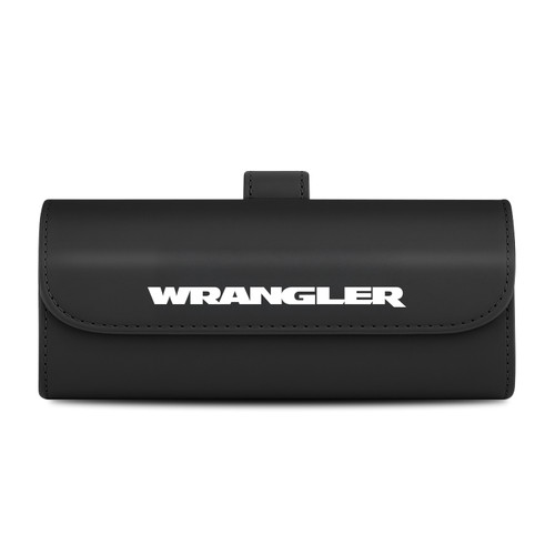 Jeep Wrangler Black Leather Sunglass Case Car Sun Visor Mount Clip