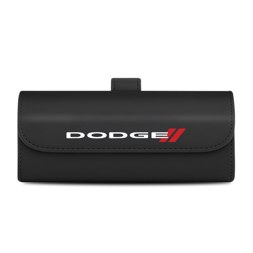 Dodge Black Leather Sunglass Case Car Sun Visor Mount Clip