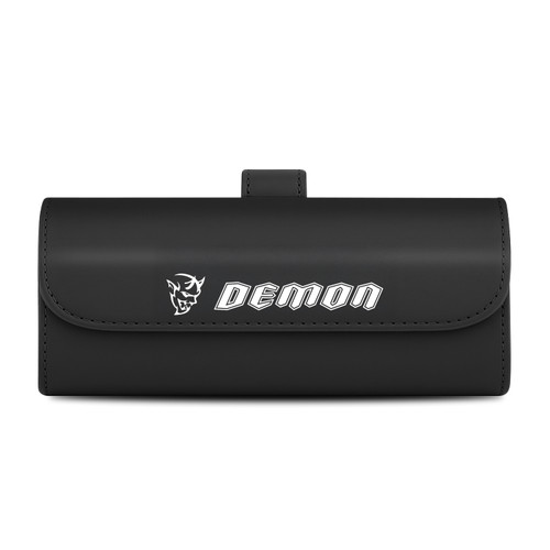 Dodge Demon Black Leather Sunglass Case Car Sun Visor Mount Clip