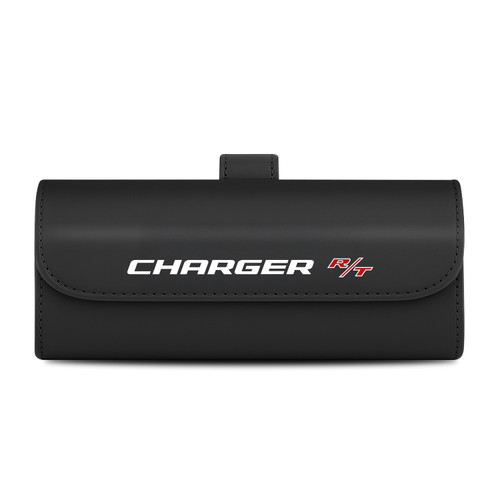 Dodge Charger R/T Black Leather Sunglass Case Car Sun Visor Mount Clip