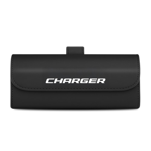 Dodge Charger Black Leather Sunglass Case Car Sun Visor Mount Clip