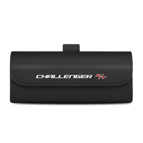 Dodge Challenger R/T Black Leather Sunglass Case Car Sun Visor Mount Clip