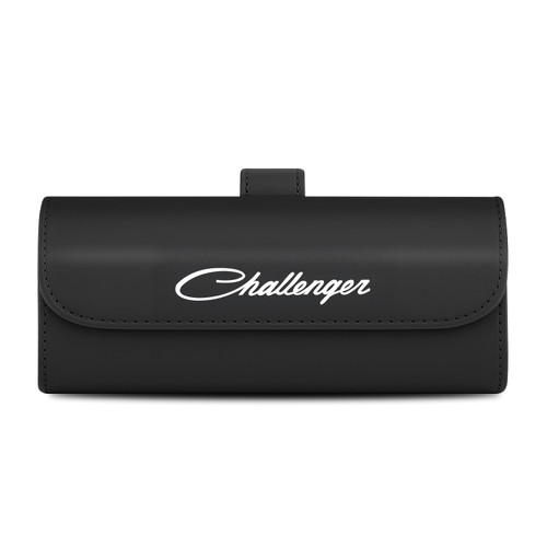 Dodge Challenger Classic Black Leather Sunglass Case Car Sun Visor Mount Clip
