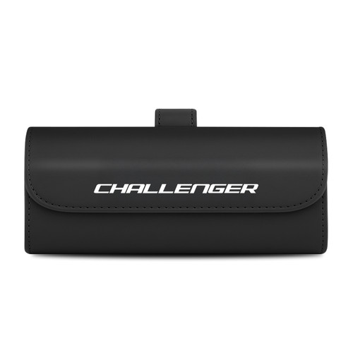 Dodge Challenger Black Leather Sunglass Case Car Sun Visor Mount Clip