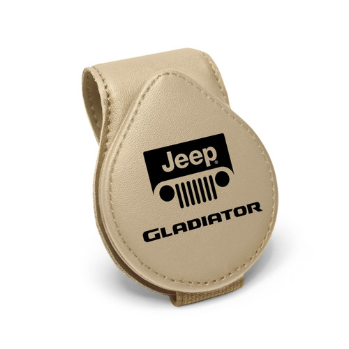 Jeep Gladiator Beige Leather Magnetic Sunglass Holder Car Sun Visor Mount Clip