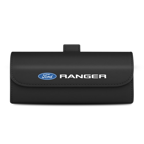 Ford Ranger Black Leather Sunglass Case Car Sun Visor Mount Clip