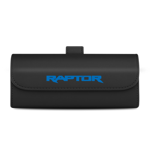 Ford F-150 Raptor in Blue Black Leather Sunglass Case Car Sun Visor Mount Clip