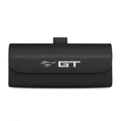 Ford Mustang GT Black Leather Sunglass Case Car Sun Visor Mount Clip
