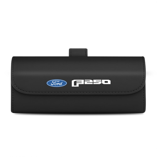 Ford F-250 Black Leather Sunglass Case Car Sun Visor Mount Clip