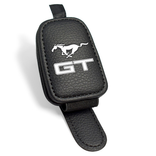 Ford Mustang GT Rectangle Black Leather Magnetic Sunglass Holder Car Sun Visor Mount Clip