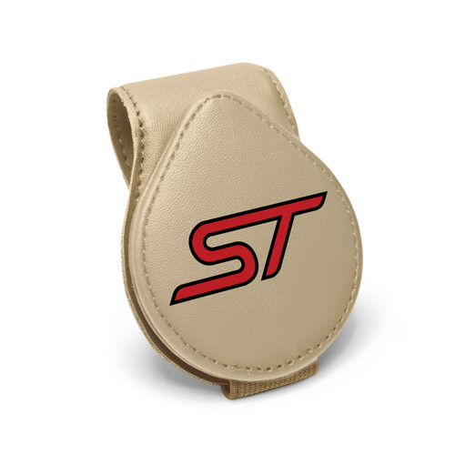 Ford ST Beige Leather Magnetic Sunglass Holder Car Sun Visor Mount Clip