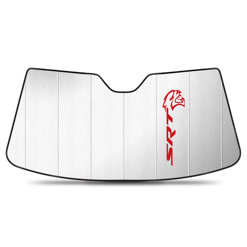 Dodge Challenger Hellcat in Red with Sensor 2015 to 2023 Custom Fit Silver Reflective Folding Auto Windshield Sun Shade