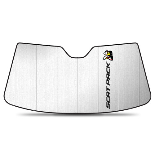 Dodge Challenger Scat-Pack with Sensor 2015 to 2023 Custom Fit Silver Reflective Folding Auto Windshield Sun Shade