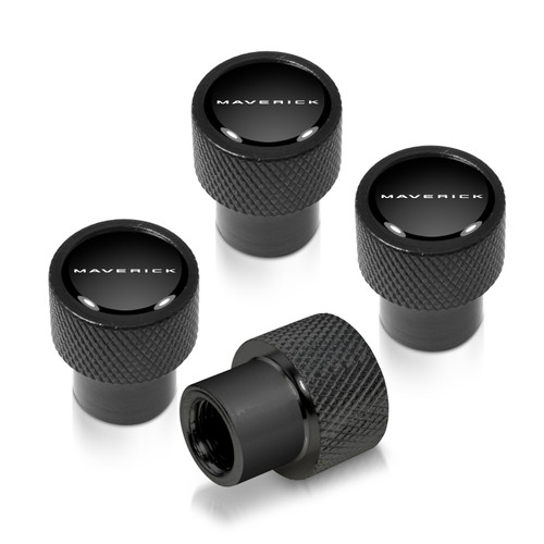 Ford Maverick on Black Premium Aluminum Tire Valve Stem Caps -Set of 4