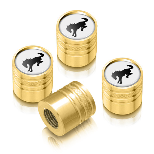 Ford Bronco in White on Golden Cylinder-Style Aluminum Tire Valve Stem Caps