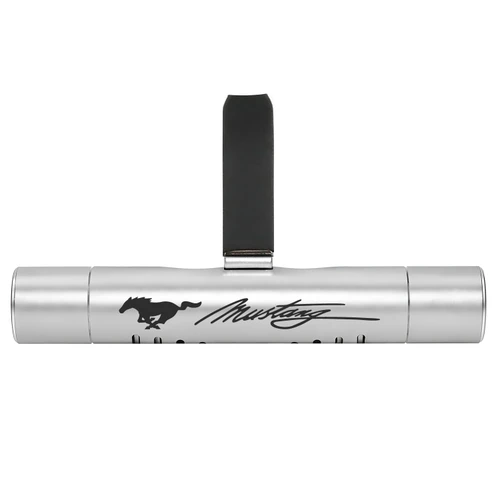 Ford Mustang Script Silver Aluminum Car Vent Air Freshener Clip with adjustable window and 10 Refill Sticks