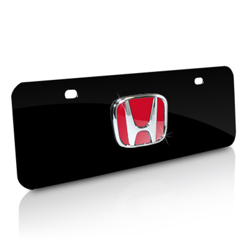Honda Red 3D Logo Black Half-size Metal License Plate Honda Red 3D Logo Black Half-size Metal License Plate
