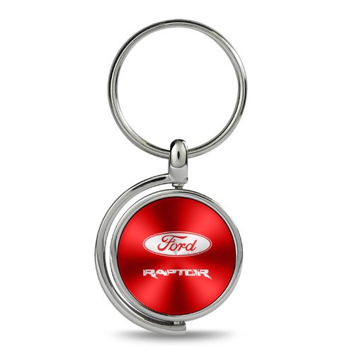 Ford F-150 Raptor Red Brushed Metal Spinner Key Chain
