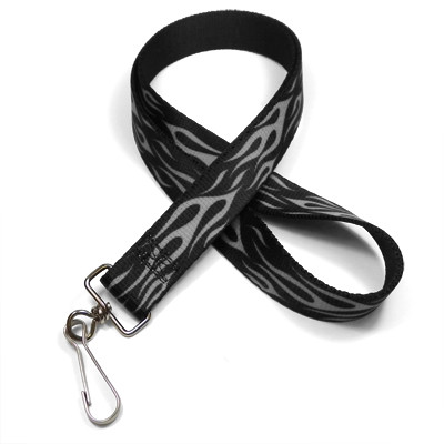 Silver Racing Flame Auto Lanyard