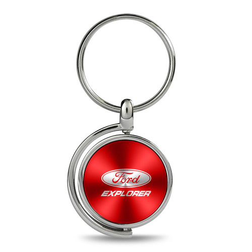 Ford Explorer Red Brushed Metal Spinner Key Chain