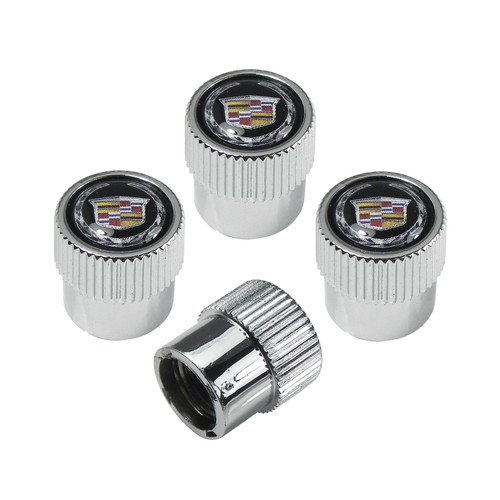 Cadillac Color Logo Chrome Tire Stem Valve Caps Cadillac Color Logo Chrome Tire Stem Valve Caps