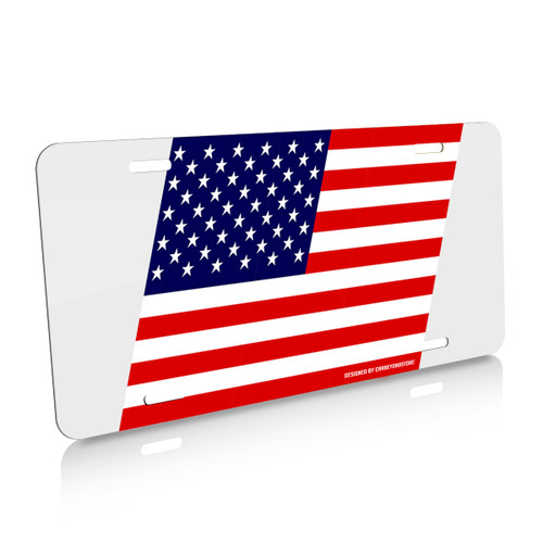United States USA Flag Racing Style Aluminum Auto License Plate