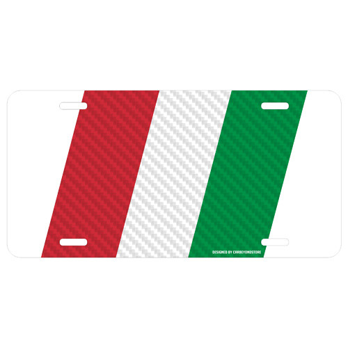 Italian Flag in Carbon Fiber Look Racing Style Aluminum Auto License Plate