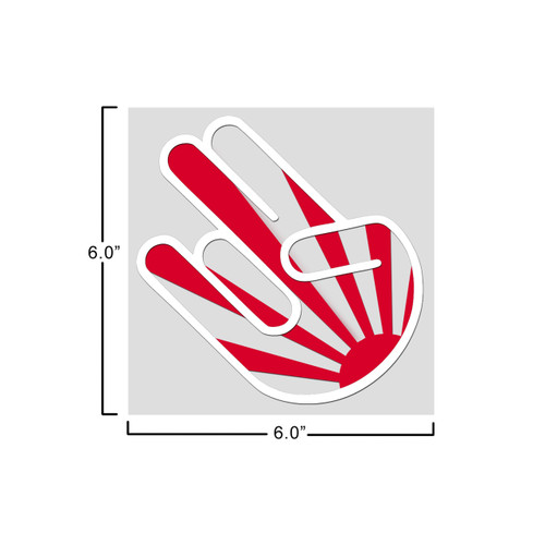 Shocker Red Rising Sun Flag 6.0 X 6.0 Inch Vinyl Graphic Car Sticker Decal