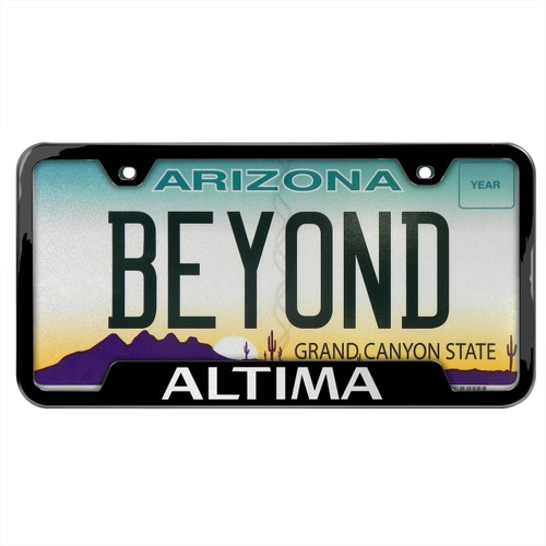 Nissan Altima License Plate Frame - Notched Stainless Steel With Screw Covers