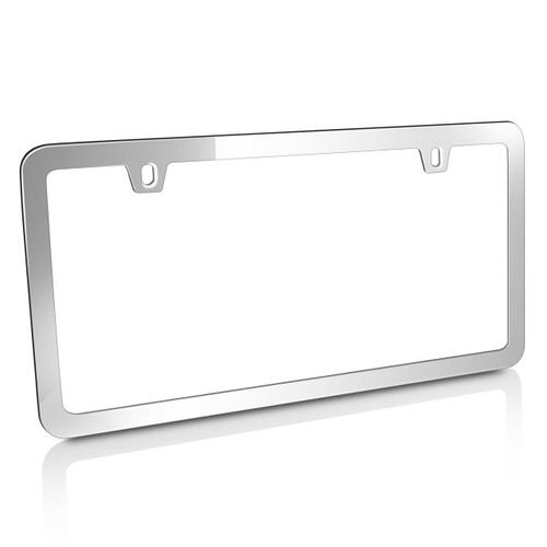 Chrome Metal Slim Style License Plate Frame with 2 Holes