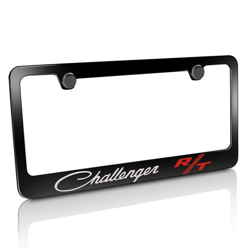 Dodge Challenger RT Classic Logo Black Metal License Plate Frame
